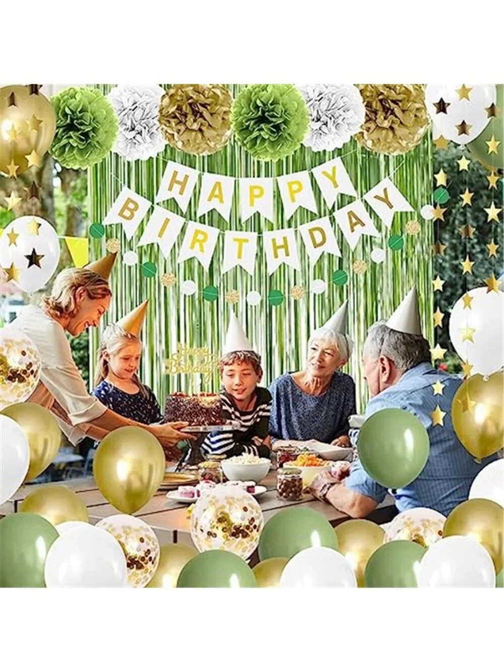 Sage Green Birthday Decorations Balloons Banner Backdrop Garland Party Set